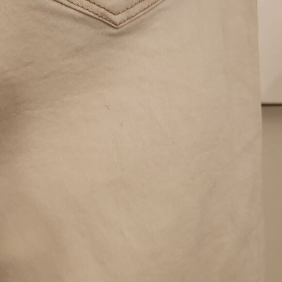 Nicole Miller Cream Off-White Soho High-Rise Skinny Ankle Jeans Raw Hem Size 12 - Picture 6 of 10